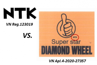 Applied-for mark “DIAMON WHEEL Super star NTK, figure” is being opposed